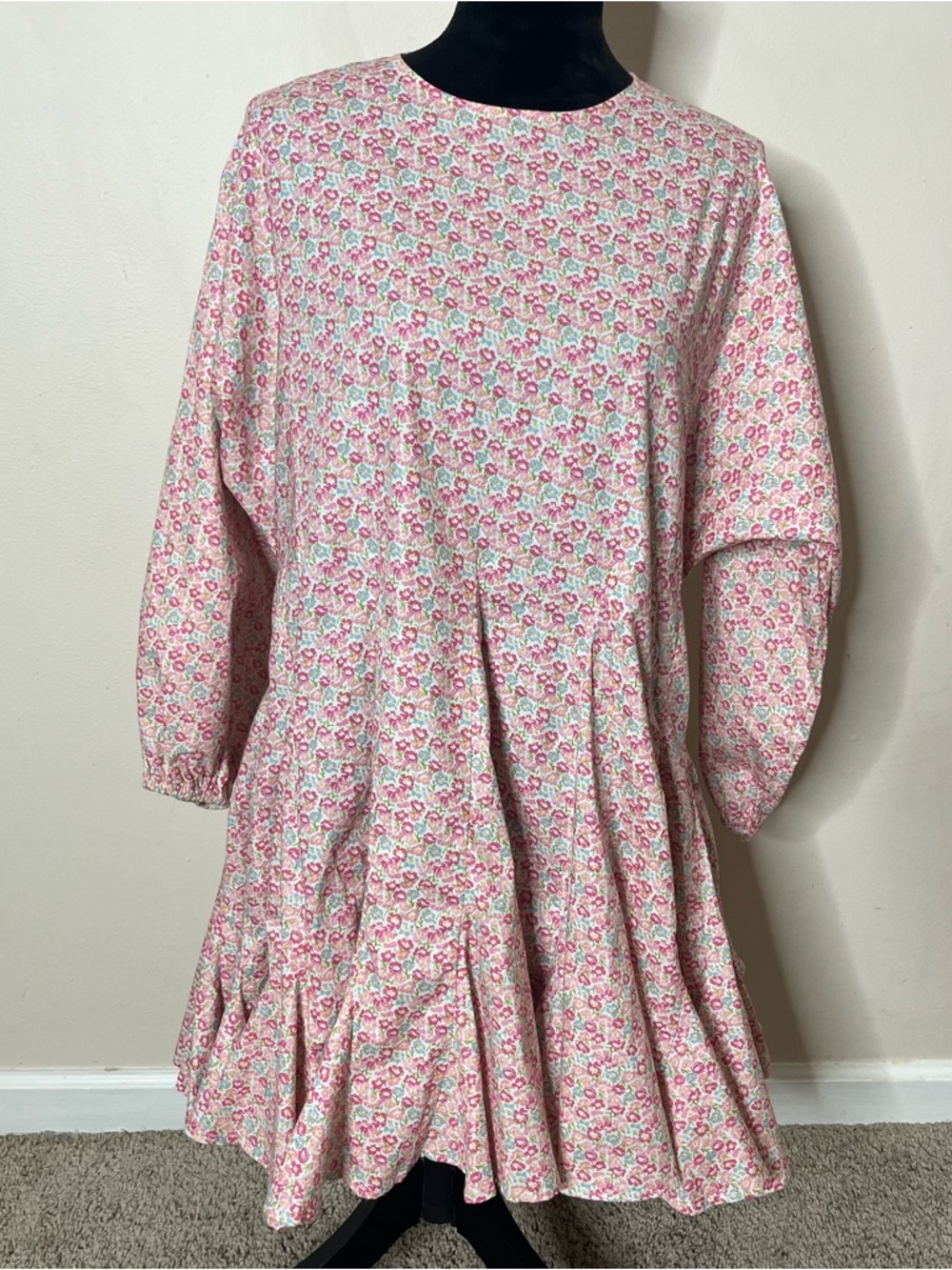 Storia Anthropologie Pink Floral Cotton Prairie‎ Babydoll Mini Dress Sz M